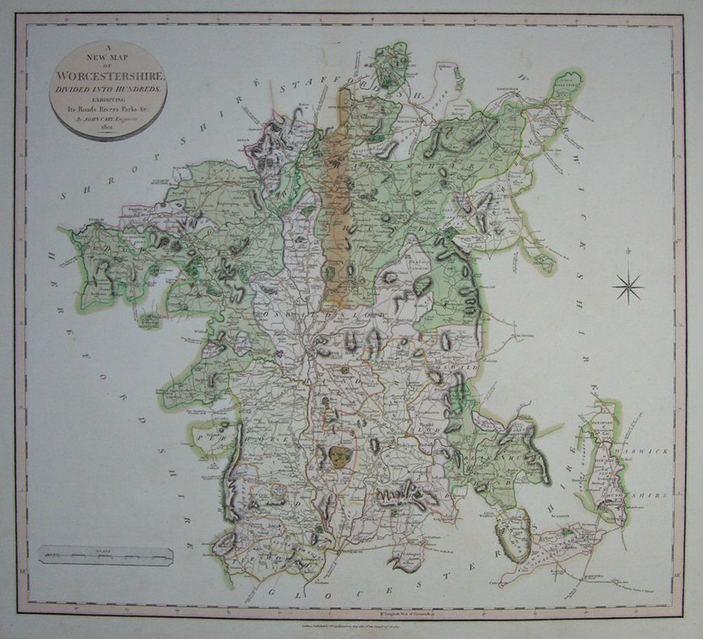 Map of Worcestershire - Cary